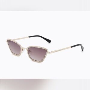 Carolina Lemke Gold Crystal-Embellished Cat Eye Sunglasses - Gold/Black